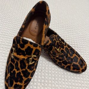 Aldo Men's Leopard Pattern Loafers with Gold Accents